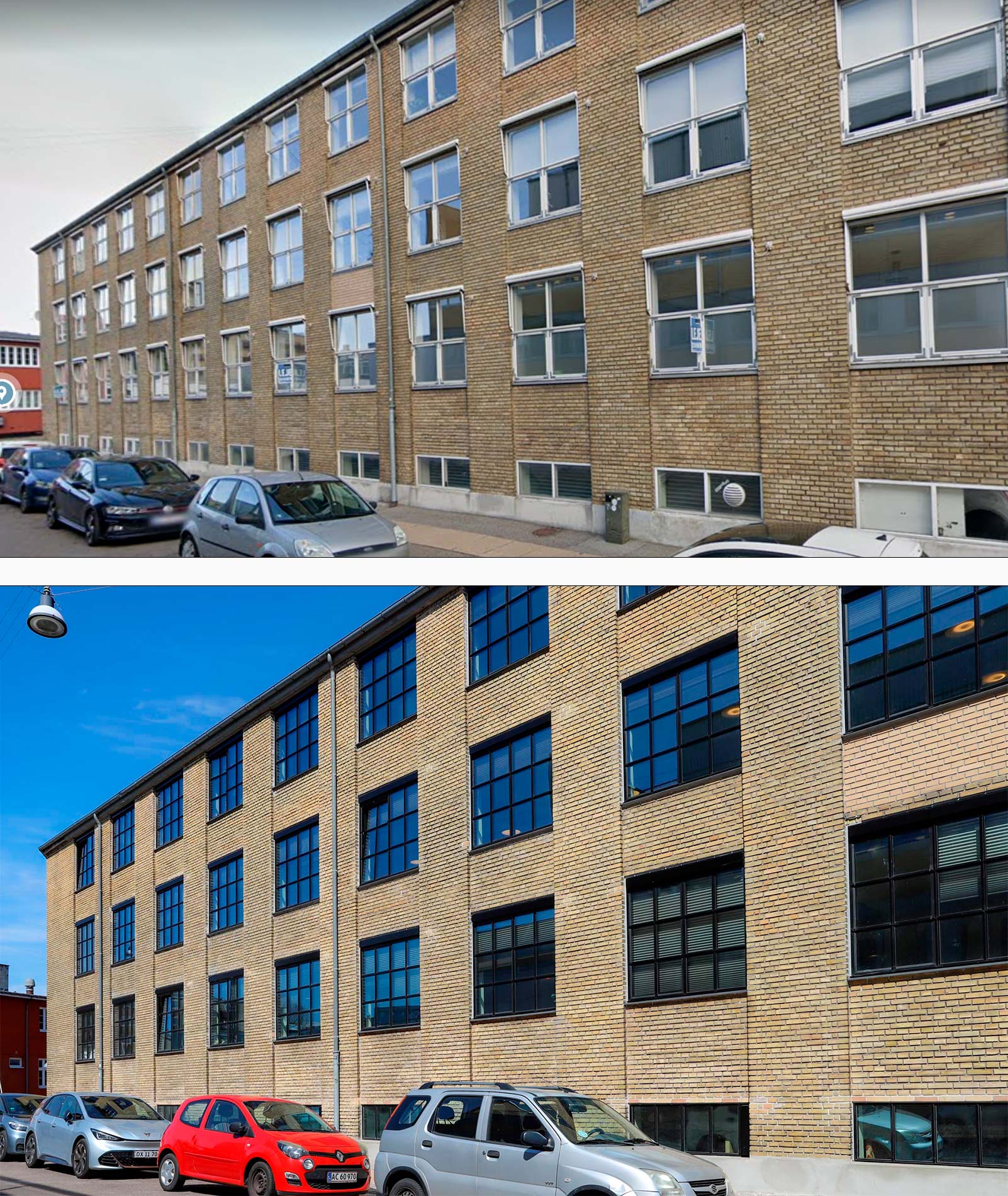 Bygmestervej 5 - Før og efter renovering - HSHansen - Millennium Vinduer